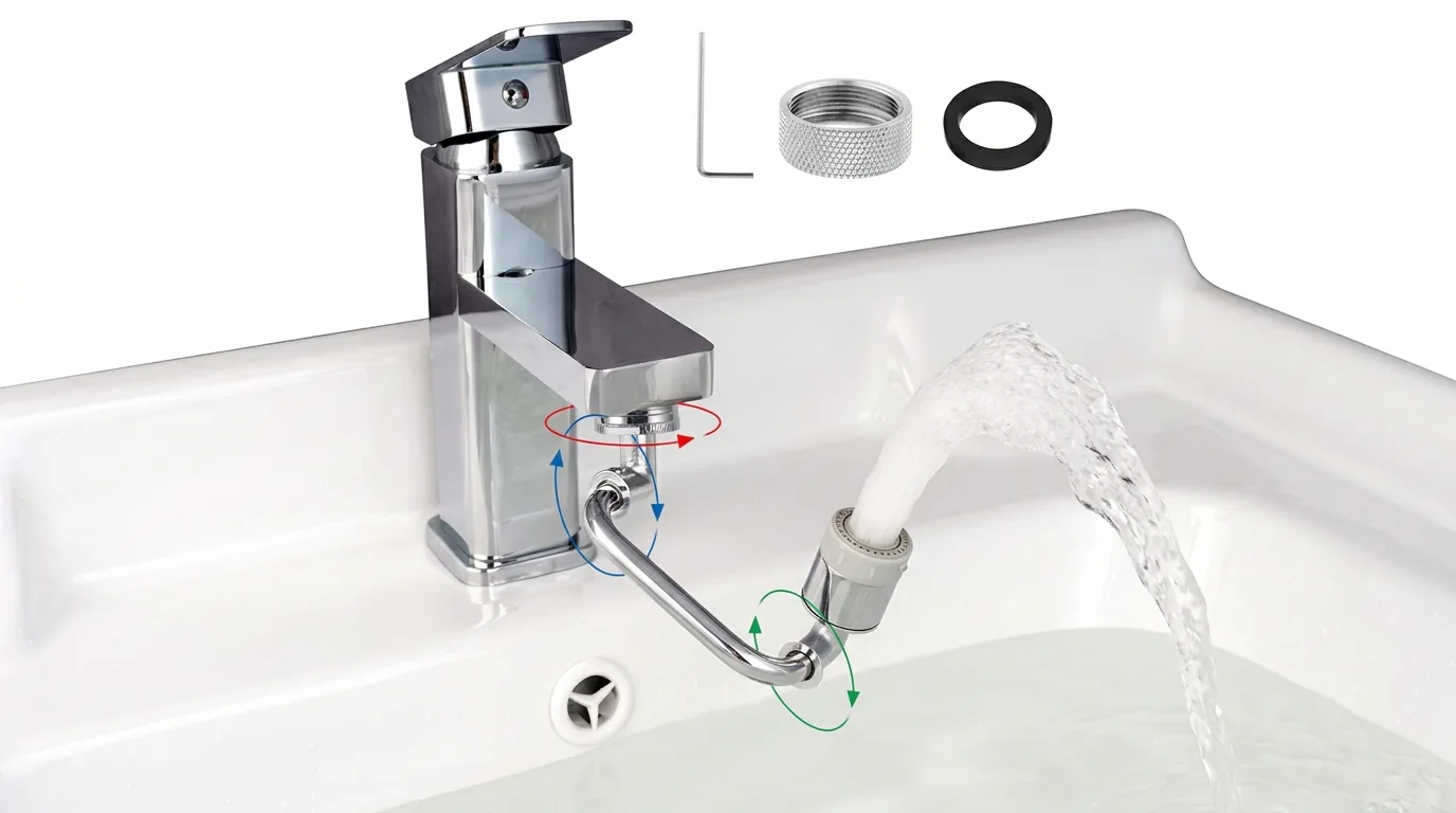 Hibbent extender swiveled to wash face